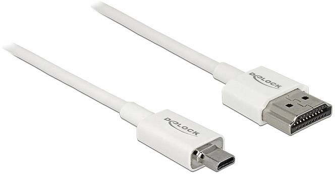 Delock HDMI Anschlusskabel HDMI-A Stecker, HDMI-Micro-D Stecker 0.50 m Weiß 85148 4K UHD, vergoldete Steckkontakte HDMI-Kabel