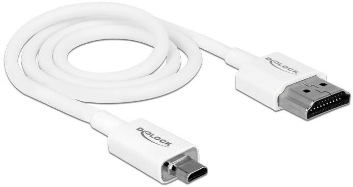 Delock HDMI Anschlusskabel HDMI-A Stecker, HDMI-Micro-D Stecker 0.50 m Weiß 85148 4K UHD, vergoldete Steckkontakte HDMI-Kabel