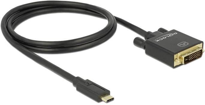 Delock USB-C® / DVI Adapterkabel USB-C® Stecker, DVI-D 24+1pol. Stecker 1.00 m Schwarz 85320 vergoldete Steckkontakte USB-C®-Displaykabel