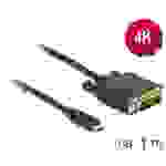 Delock USB-C® / DVI Adapterkabel USB-C® Stecker, DVI-D 24+1pol. Stecker 1.00m Schwarz 85320 vergoldete Steckkontakt