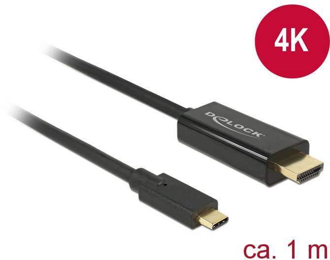 Ein Delock USB-C zu HDMI Kabel, unterstützt 4K-Auflösung, Länge ca. 1 Meter.
