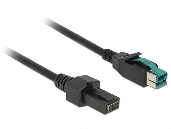Delock USB-Kabel USB 2.0 PoweredUSB 12V Stecker, PoweredUSB 12V 2x4pol. Stecker 1.00 m Schwarz 85482