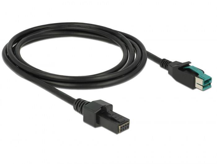 Delock USB-Kabel USB 2.0 PoweredUSB 12V Stecker, PoweredUSB 12V 2x4pol. Stecker 2.00 m Schwarz 85483