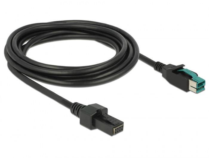 Delock USB-Kabel USB 2.0 PoweredUSB 12V Stecker, PoweredUSB 12V 2x4pol. Stecker 3.00 m Schwarz 85484