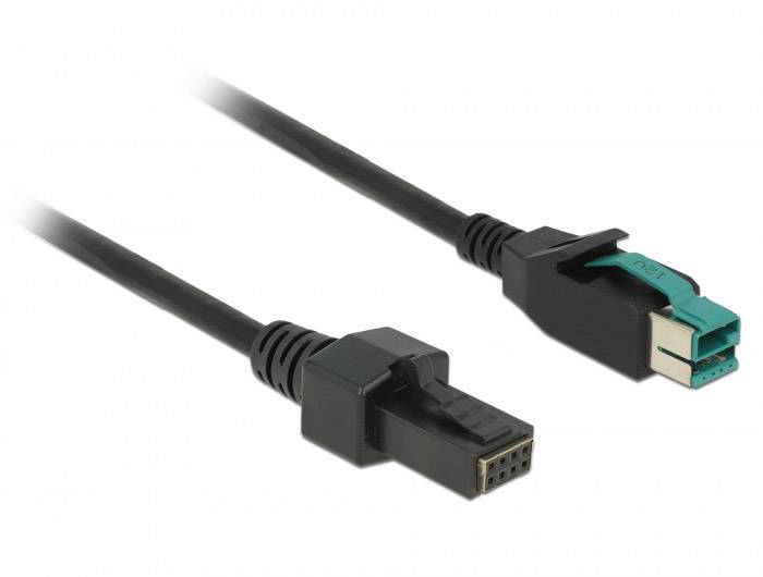 Delock USB-Kabel USB 2.0 PoweredUSB 12V Stecker, PoweredUSB 12V 2x4pol. Stecker 4.00 m Schwarz 85485