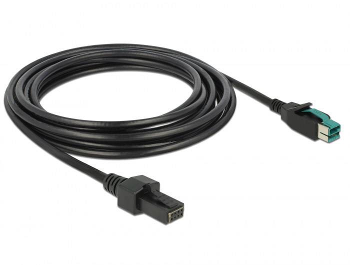 Delock USB-Kabel USB 2.0 PoweredUSB 12V Stecker, PoweredUSB 12V 2x4pol. Stecker 4.00 m Schwarz 85485