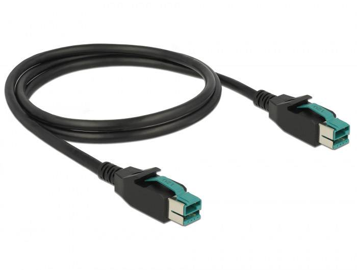 Delock USB-Kabel USB 2.0 PoweredUSB 12V Stecker 1.00 m Schwarz 85492