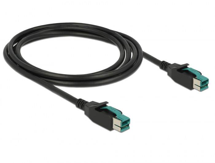 Delock USB-Kabel USB 2.0 PoweredUSB 12V Stecker 2.00 m Schwarz 85493