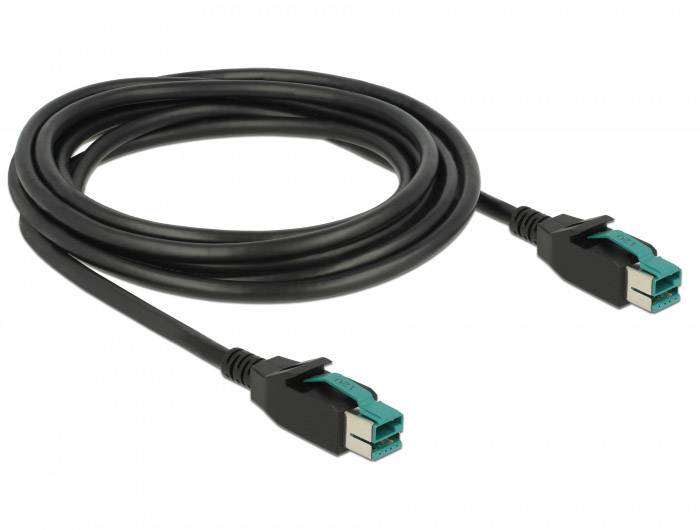 Delock USB-Kabel USB 2.0 PoweredUSB 12V Stecker 3.00 m Schwarz 85494