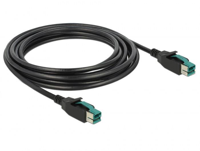 Delock USB-Kabel USB 2.0 PoweredUSB 12V Stecker 4.00 m Schwarz 85495