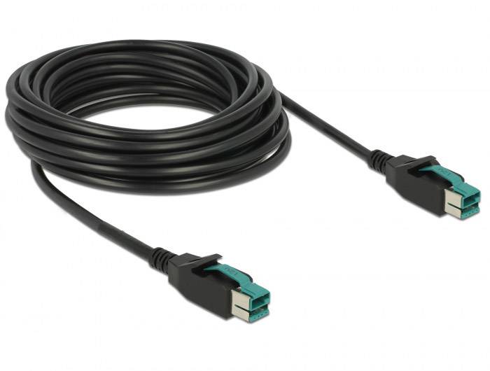 Delock USB-Kabel USB 2.0 PoweredUSB 12V Stecker 5.00 m Schwarz 85496