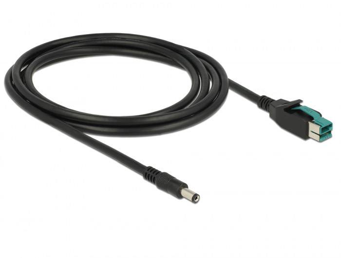 Delock USB-Stromkabel USB 2.0 PoweredUSB 12V Stecker, DC Stecker 5,5 mm 2.00 m Schwarz 85498
