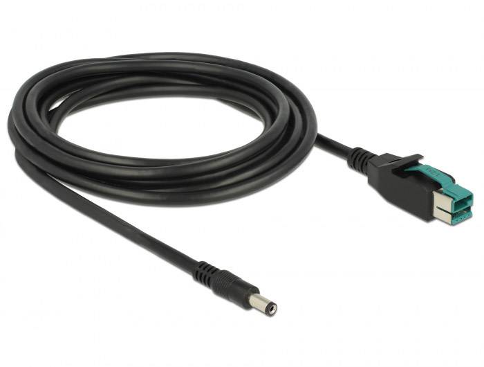 Delock USB-Stromkabel USB 2.0 PoweredUSB 12V Stecker, DC Stecker 5,5 mm 3.00 m Schwarz 85499