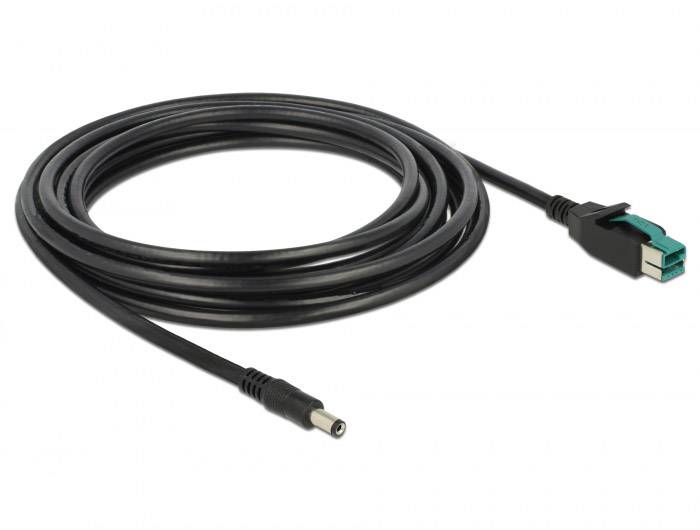 Delock USB-Stromkabel USB 2.0 PoweredUSB 12V Stecker, DC Stecker 5,5 mm 4.00 m Schwarz 85500