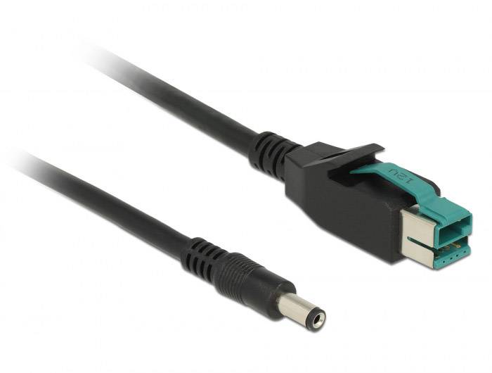 Delock USB-Stromkabel USB 2.0 PoweredUSB 12V Stecker, DC Stecker 5,5 mm 5.00 m Schwarz 85501
