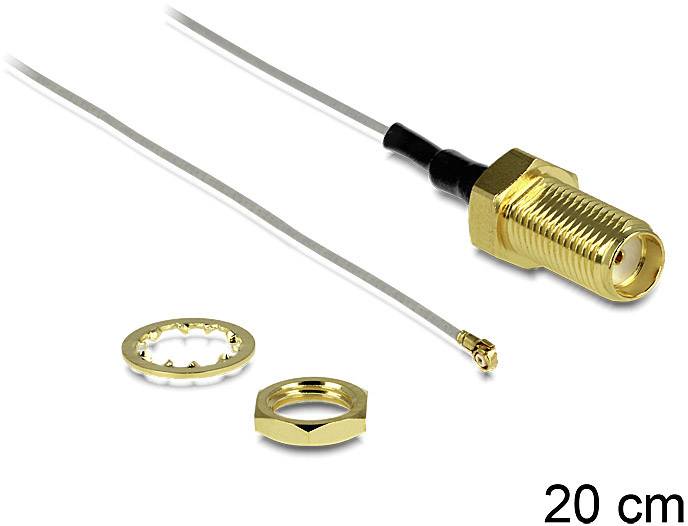 Delock WLAN-Antennen Anschlusskabel [1x SMA-Buchse - 1x MHF III-Stecker] 0.20 m Grau
