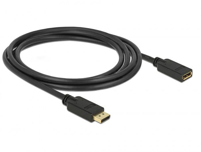 Delock DisplayPort Verlängerungskabel DisplayPort Stecker, DisplayPort Buchse 2.00m Schwarz 83810 vergoldete Steckkontakte