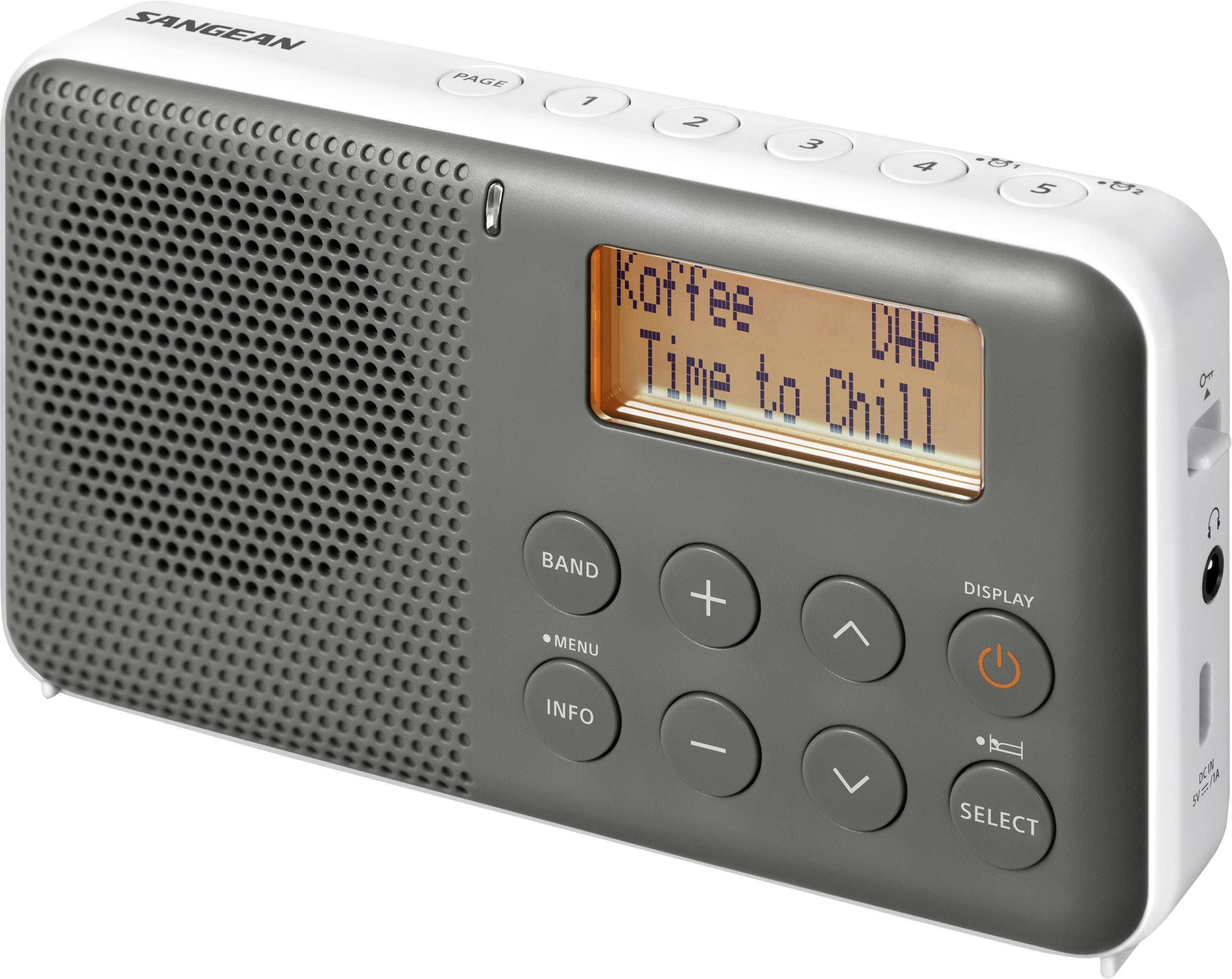 Sangean DPR-64 Kofferradio DAB+, UKW wiederaufladbar Grau, Weiß