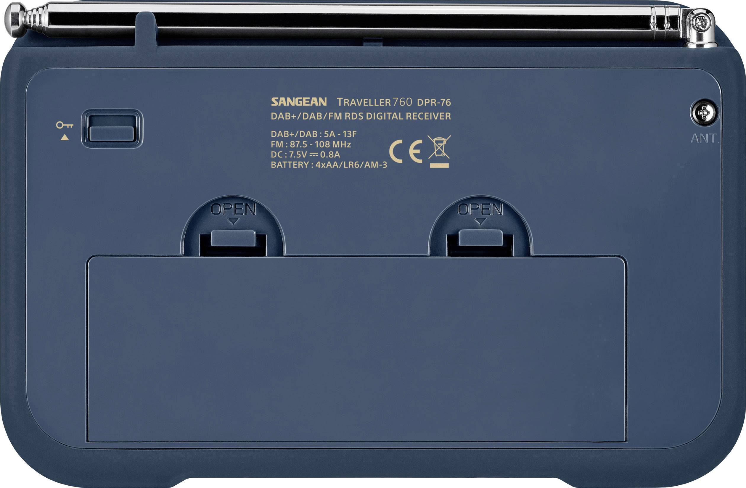 Sangean DPR-76 Kofferradio DAB+, UKW   wiederaufladbar Weiß, Blau