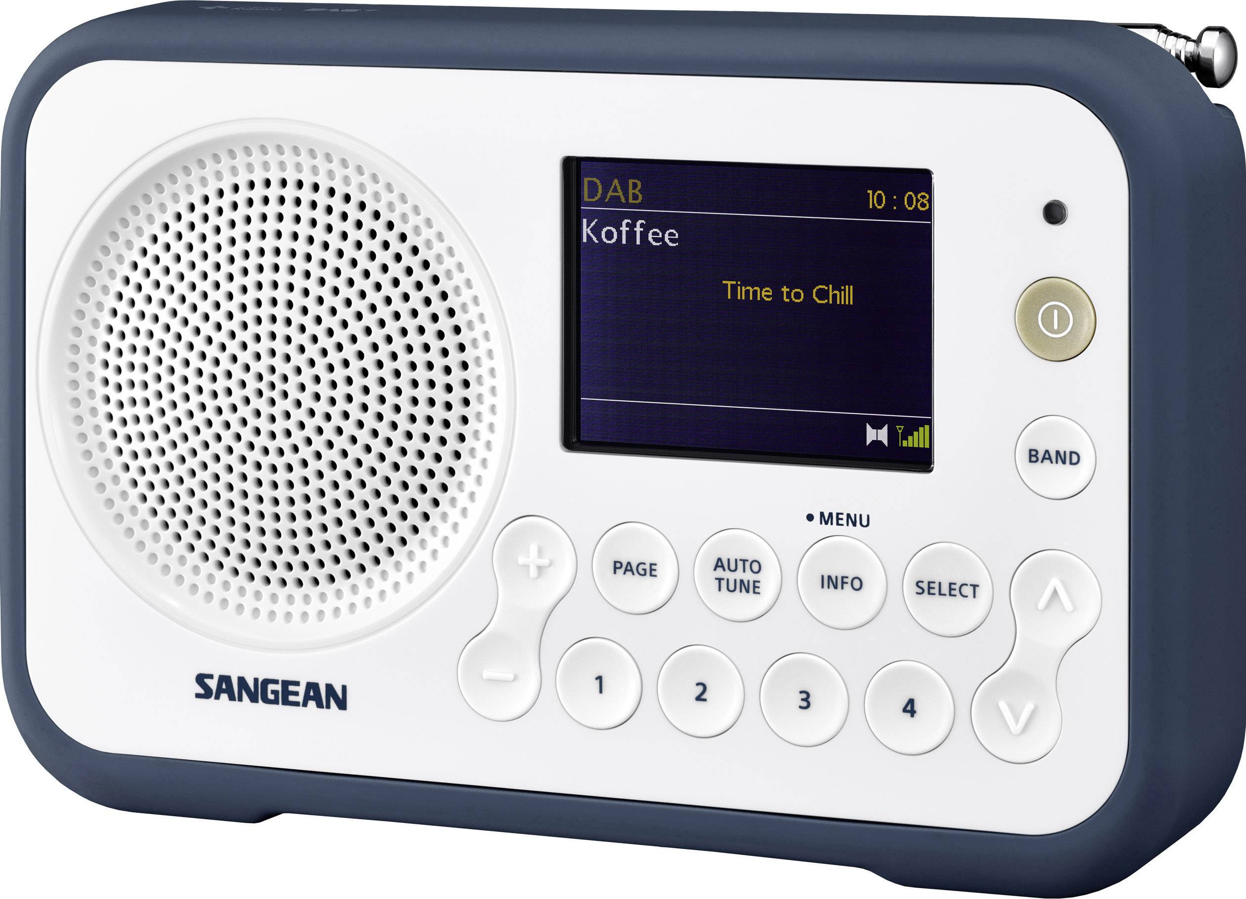 Sangean DPR-76 Kofferradio DAB+, UKW   wiederaufladbar Weiß, Blau