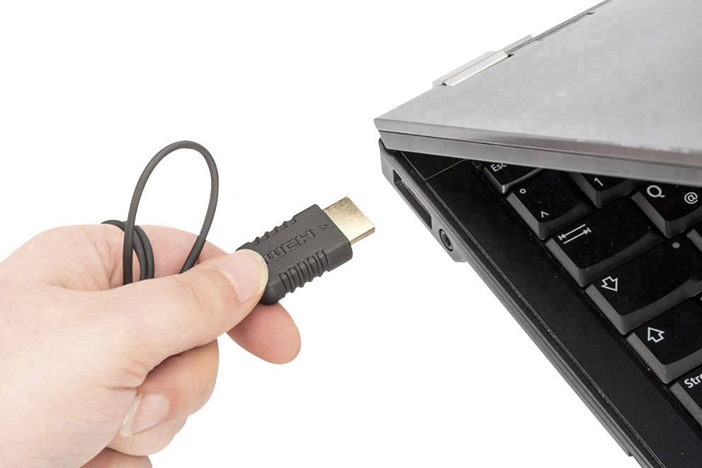 Ednet HDMI Anschlusskabel HDMI-A Stecker, HDMI-A Stecker 2.00m Schwarz 84458 4K UHD, extrem dünn, vergoldete Steckkontakte