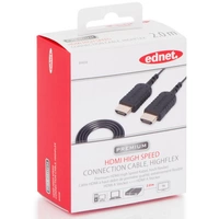 Ednet HDMI Anschlusskabel HDMI-A Stecker, HDMI-A Stecker 2.00m Schwarz 84458 4K UHD, extrem dünn, vergoldete Steckkontakte Ednet HDMI Anschlusskabel HDMI-A Stecker, HDMI-A Stecker 2.00m Schwarz 84458 4K UHD, extrem dünn, vergoldete Steckkontakte
