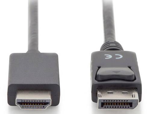 Digitus DisplayPort / HDMI Adapterkabel DisplayPort Stecker, HDMI-A Stecker 1.00m Schwarz AK-340303-010-S dreifach geschirmt