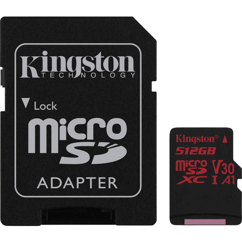 Kingston Canvas React microSDXC-Karte 512 GB Class 10, UHS-I, Class 3 UHS-I , v30 Video Speed Class