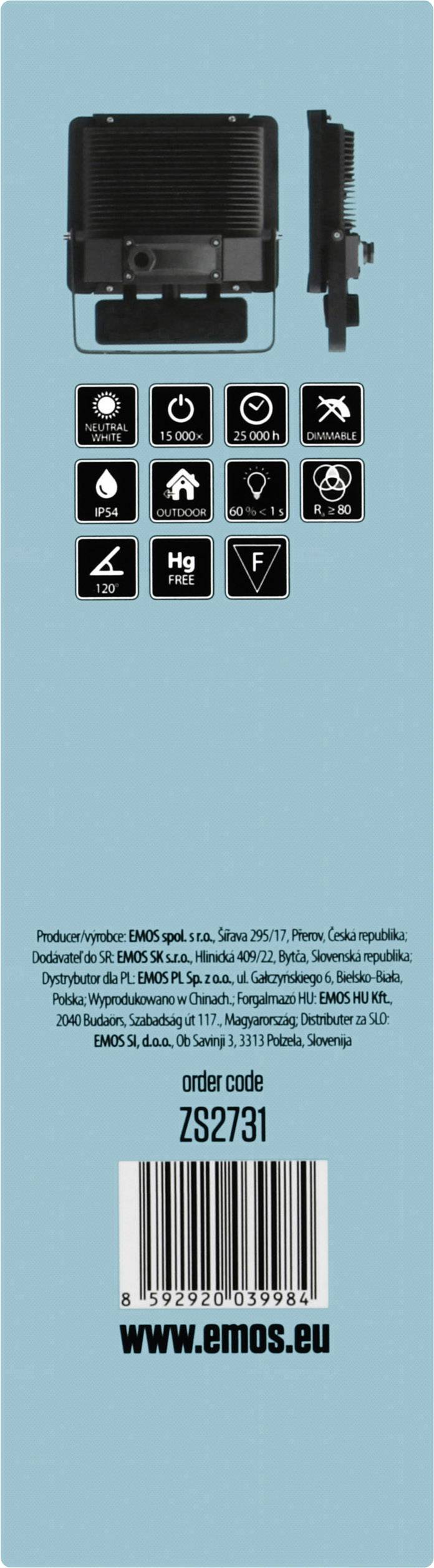 Emos Ideo 850EMIDS30WZS2731 LED-Außenstrahler mit Bewegungsmelder 30 W Neutralweiß