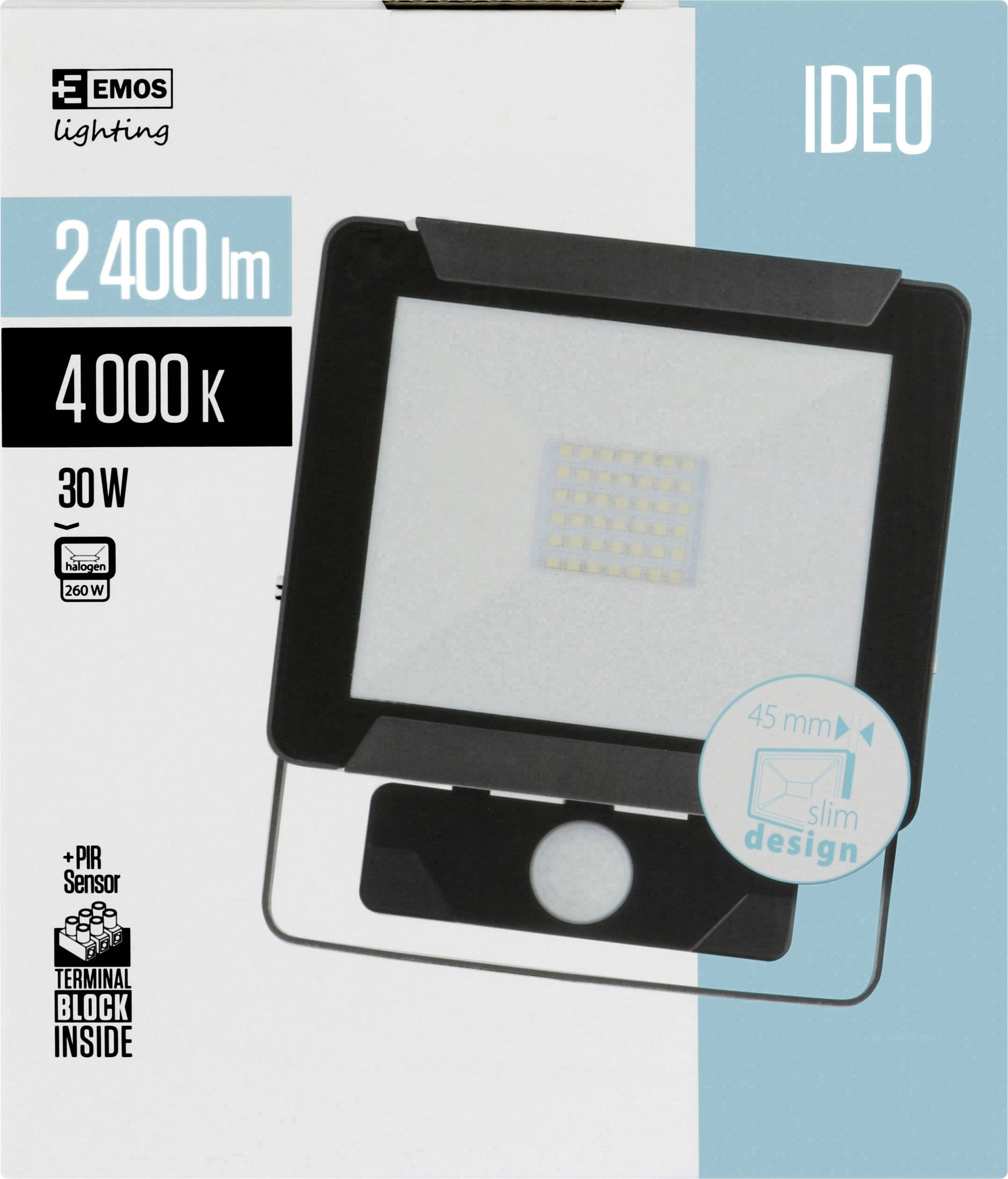 Emos Ideo 850EMIDS30WZS2731 LED-Außenstrahler mit Bewegungsmelder 30 W Neutralweiß