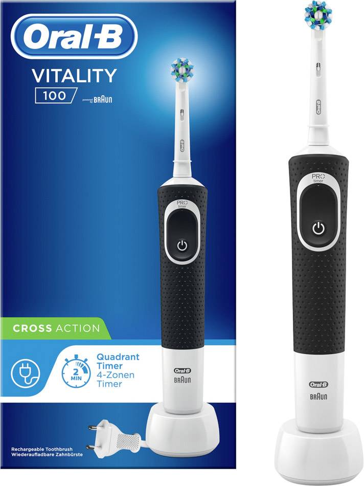 Oral-B Vitality 100 black 120075 Elektrische Zahnbürste Rotierend/Oszilierend Weiß, Schwarz