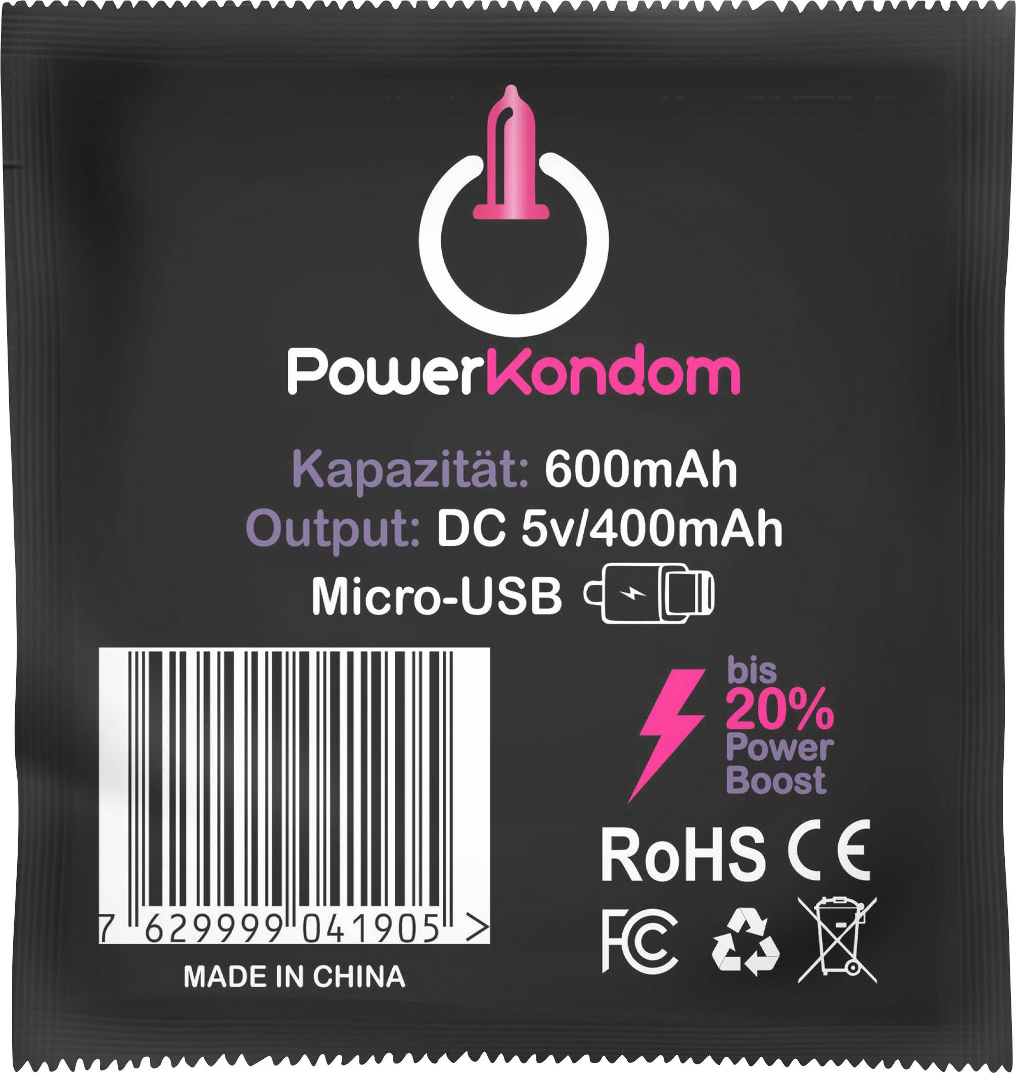 Thomsen PowerKondom Android Powerbank 600 mAh LiPo Schwarz