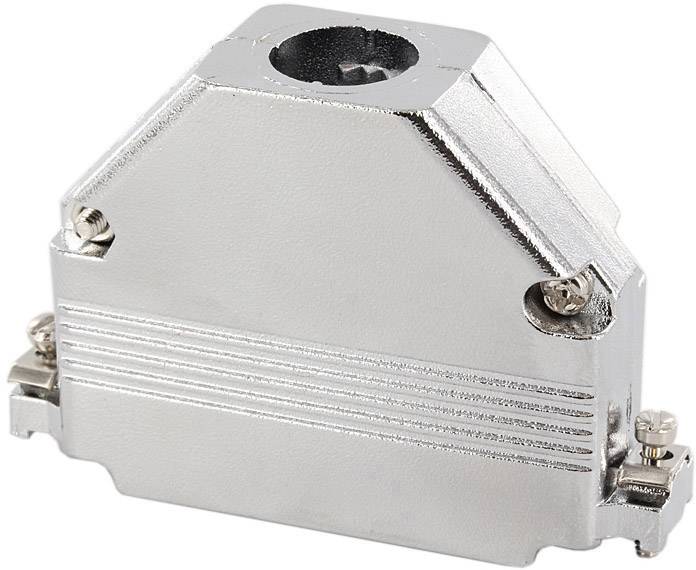 Metallischer Gehäuseadapter mit geschlossener Oberseite und seitlichen Schrauben, geeignet für industrielle Steckverbindungen.