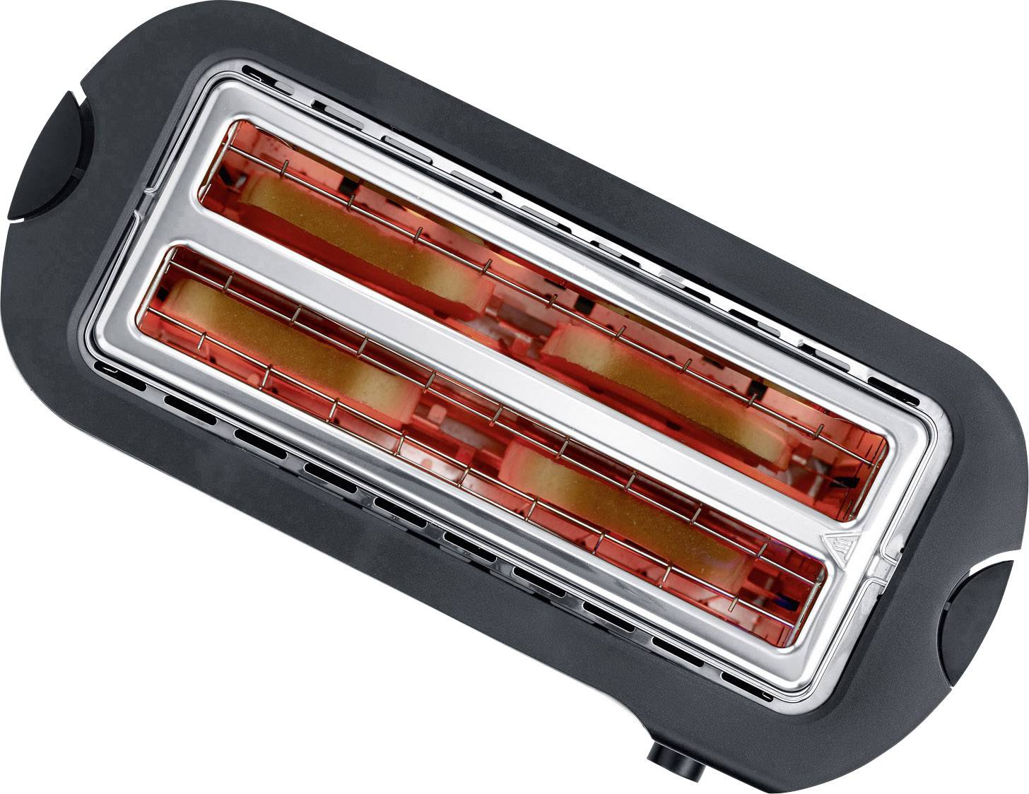 Severin AT 2590 Doppel-Langschlitztoaster mit Brötchenaufsatz Edelstahl, Schwarz