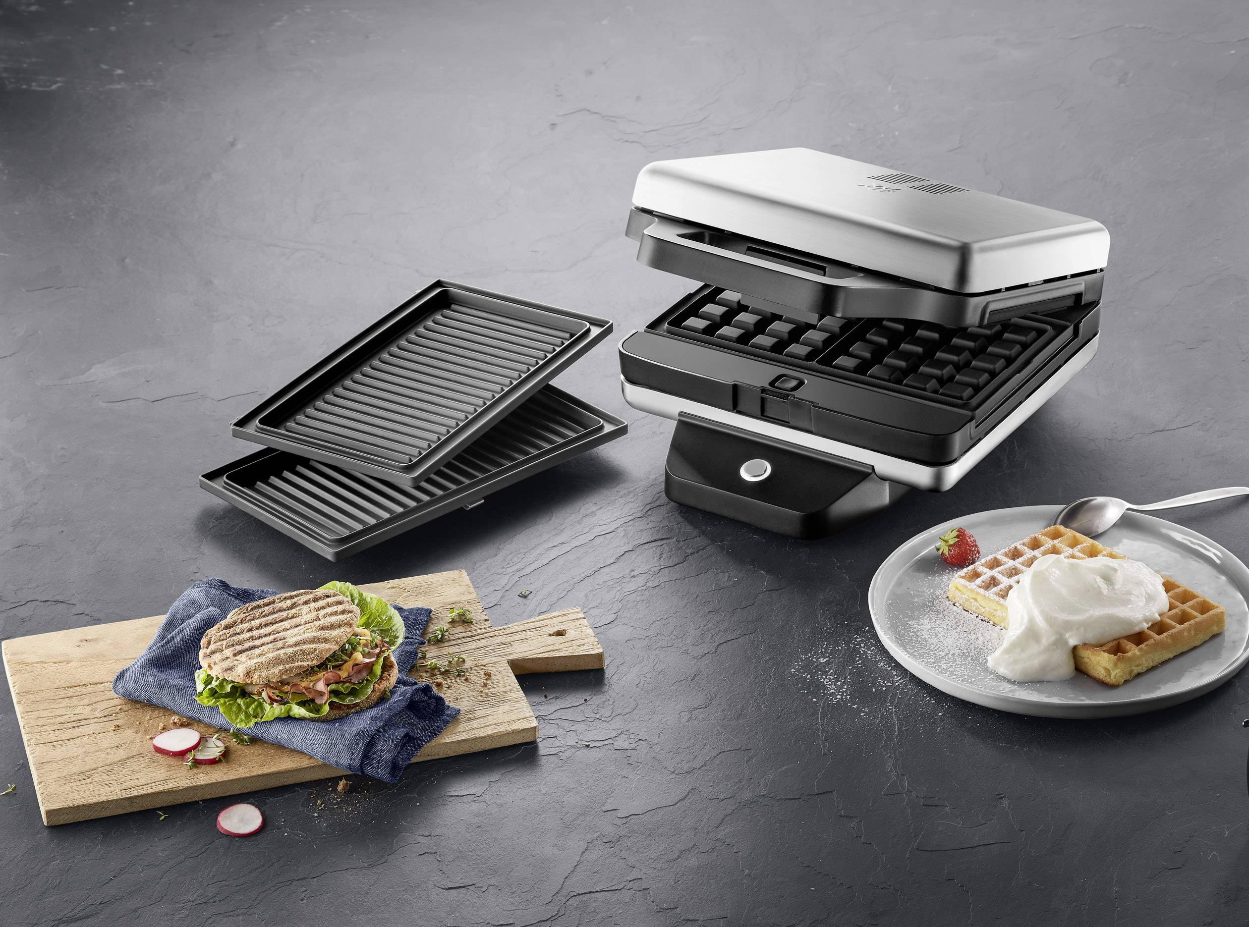 WMF LONO Snack Master 0415420011 Waffeleisen Silber, Schwarz