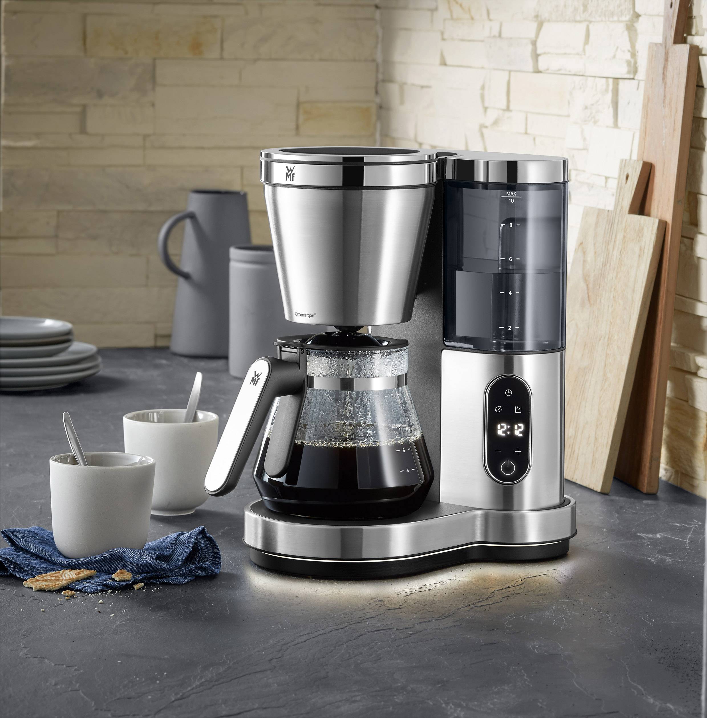 WMF LUMERO Glas Kaffeemaschine Edelstahl, Schwarz Fassungsvermögen Tassen=10