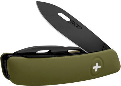 SWIZA D03 AllBlack KNI.0033.1050 Schweizer Taschenmesser mit Soft-Touch Anzahl Funktionen 11 Oliv