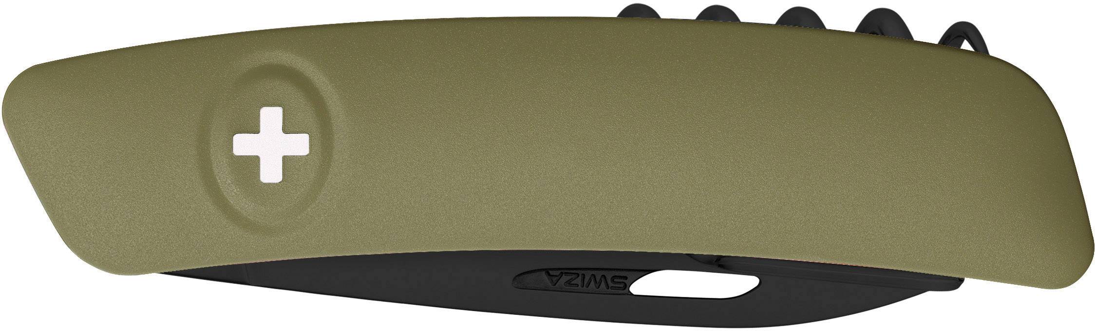 SWIZA D03 AllBlack KNI.0033.1050 Schweizer Taschenmesser mit Soft-Touch Anzahl Funktionen 11 Oliv