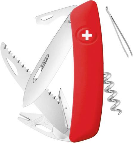 SWIZA TT05 Tick-Tool KNI.0090.1000 Schweizer Taschenmesser mit Soft-Touch Anzahl Funktionen 12 Rot
