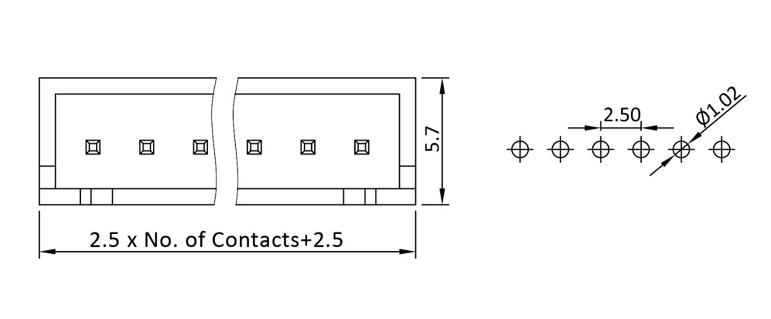 Econ connect Stiftgehäuse-Platine Polzahl Gesamt 5 Rastermaß: 2.5mm W33S5