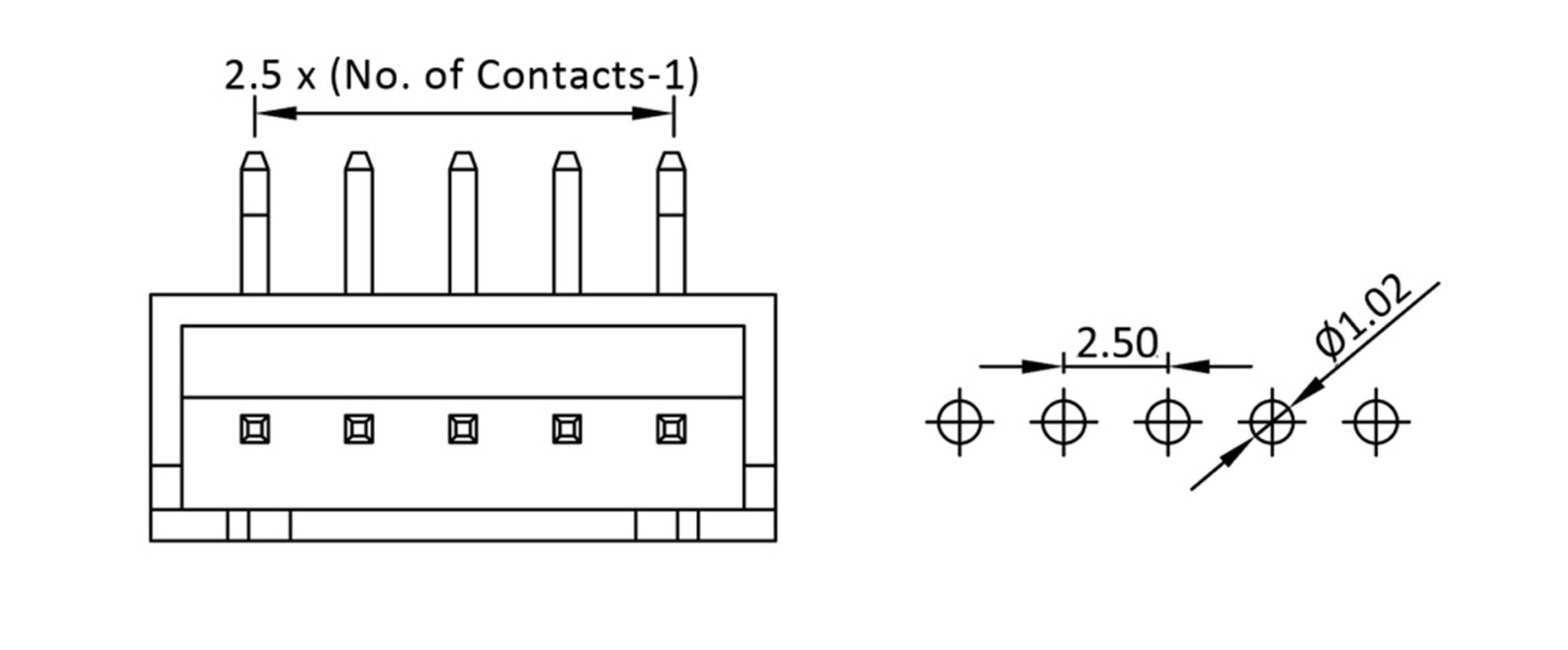 Econ connect Stiftgehäuse-Platine Polzahl Gesamt 5 Rastermaß: 2.5mm W33R5