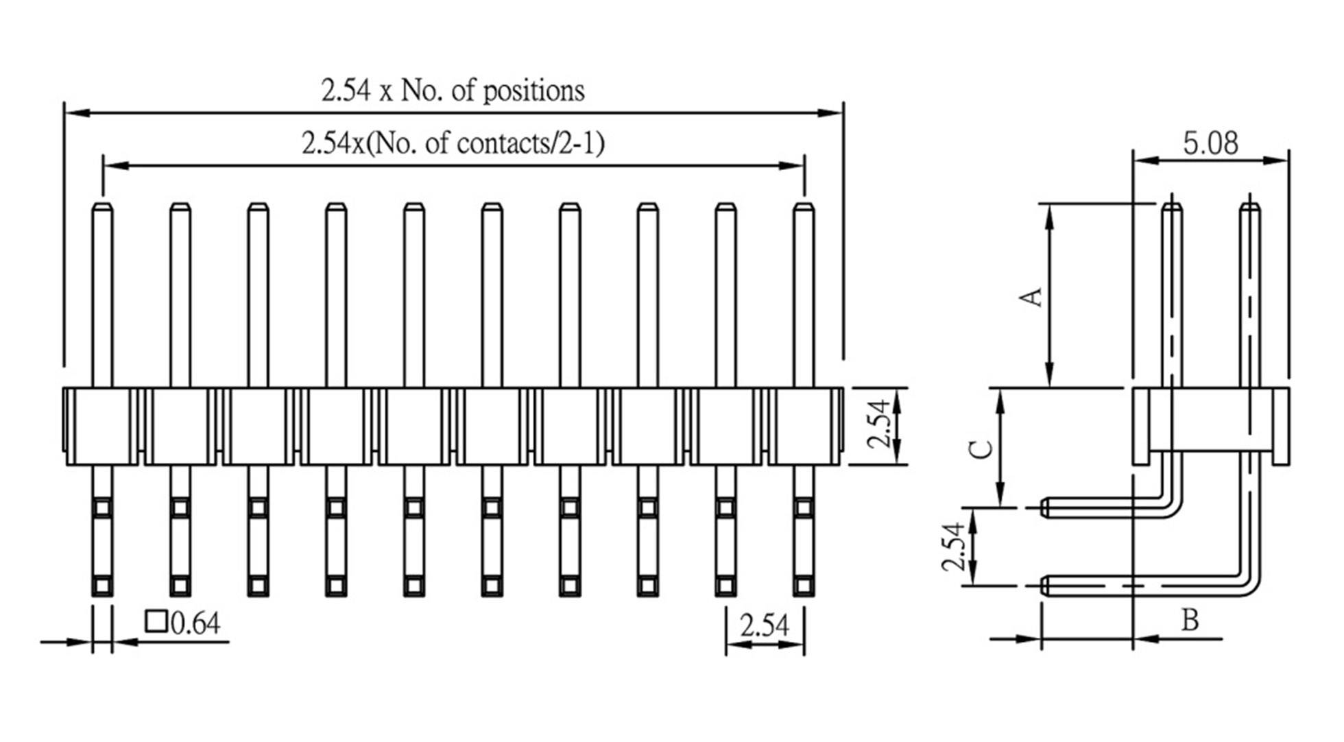 Econ connect Stiftleiste (Standard) Anzahl Reihen: 2 Polzahl je Reihe: 5 SL25WD10GA