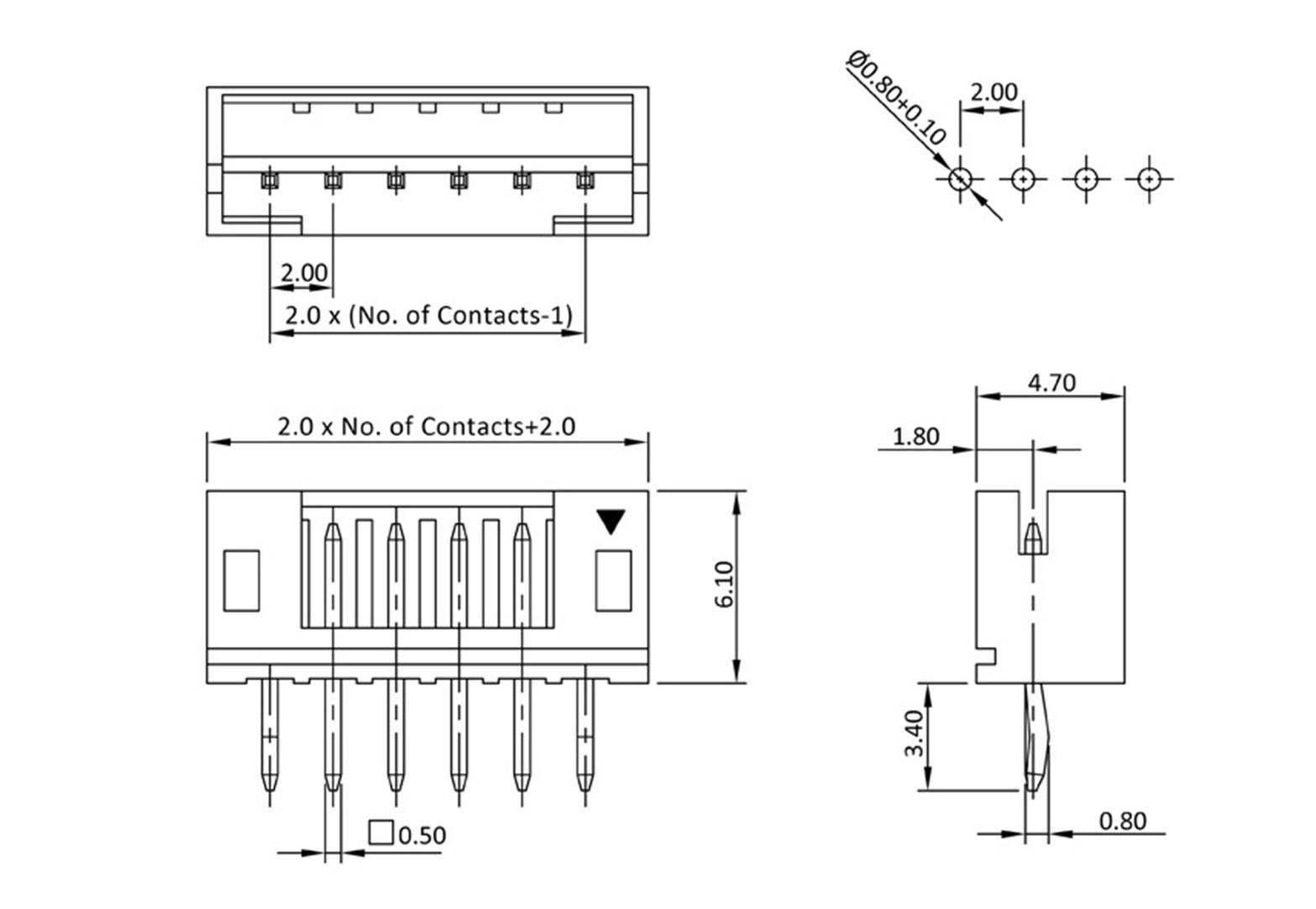 Econ connect Stiftgehäuse-Platine Polzahl Gesamt 4 Rastermaß: 2mm CSV4G/2 Bulk