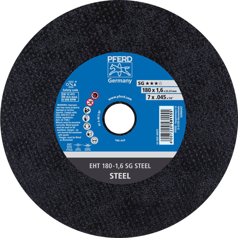 Trennscheibe SG STEEL D180x1,6mm ger.STA Bohr.22,23mm PFERD