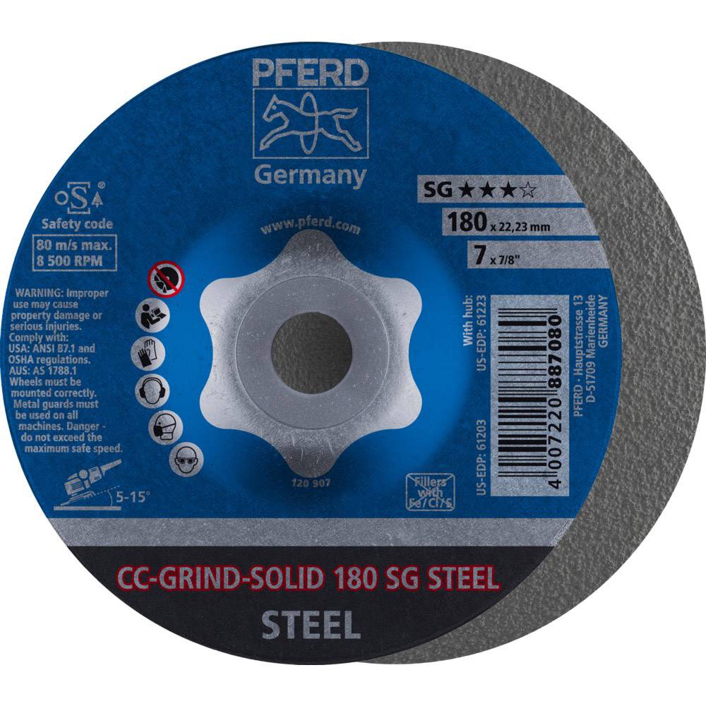 PFERD 64185180 Cc-Grind-Solid Sg Steel Schleifscheibe Durchmesser 180 mm 10 St.