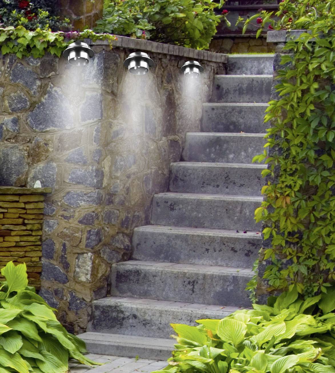 easymaxx Solar-Dachrinnenleuchte 0612 3er Set LED Warmweiß Edelstahl (gebürstet)