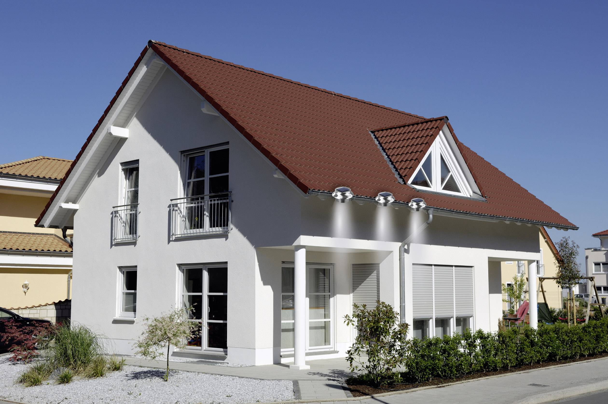 easymaxx Solar-Dachrinnenleuchte 0612 3er Set LED Warmweiß Edelstahl (gebürstet)