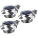 easymaxx Lampe solaire de gouttière 0612 jeu de 3 LED blanc chaud acier inoxydable (brossé)