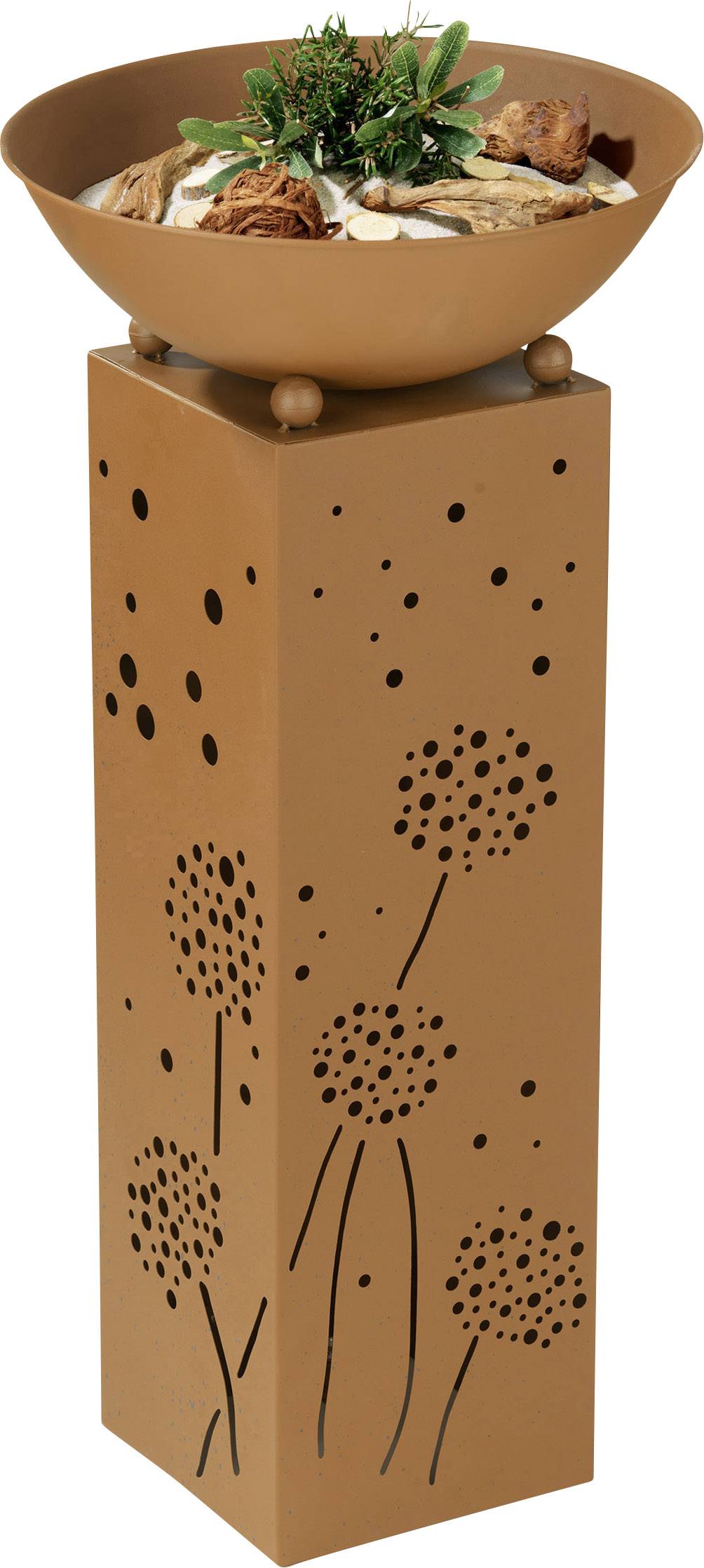 easymaxx 04092 Außen-Dekobeleuchtung Säule mit Pusteblumen LED LED fest eingebaut Rost