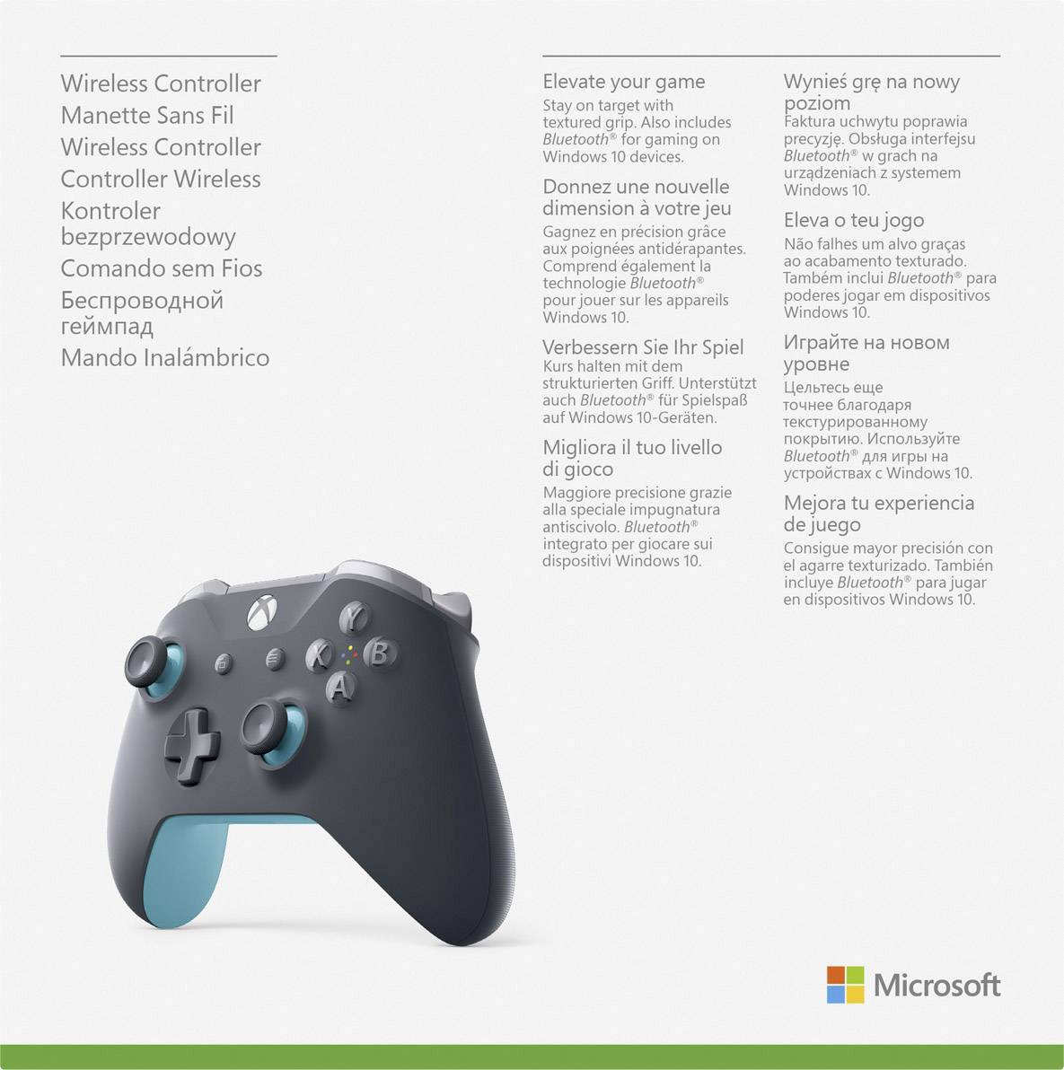 Microsoft Wireless Blue-Grey Gamepad Xbox One, PC Grau, Blau